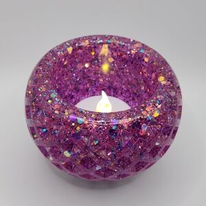 Purple Glitter Candle Holder